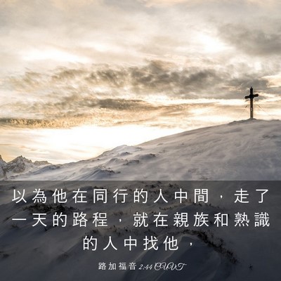 Picture 03 - 路 加 福 音 2:44 CUVT - 以 為 他 在 同 行 的 人 中 間 ， 走 - Bible Verse Picture