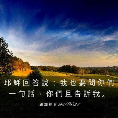 Picture 03 - 路 加 福 音 20:3 CUVT - 耶 穌 回 答 說 ： 我 也 要 問 你 們 - Bible Verse Picture