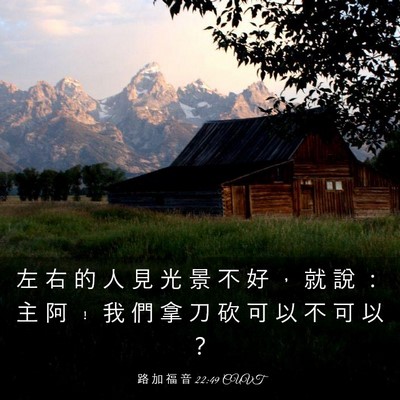 Picture 03 - 路 加 福 音 22:49 CUVT - 左 右 的 人 見 光 景 不 好 ， 就 說 - Bible Verse Picture