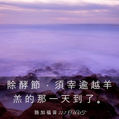 Picture 03 - 路 加 福 音 22:7 CUVT - 除 酵 節 ， 須 宰 逾 越 羊 羔 的 那 - Bible Verse Picture