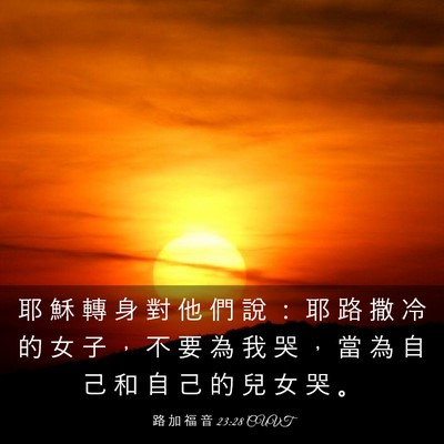 Picture 03 - 路 加 福 音 23:28 CUVT - 耶 穌 轉 身 對 他 們 說 ： 耶 路 撒 - Bible Verse Picture