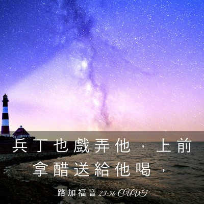 Picture 03 - 路 加 福 音 23:36 CUVT - 兵 丁 也 戲 弄 他 ， 上 前 拿 醋 送 - Bible Verse Picture