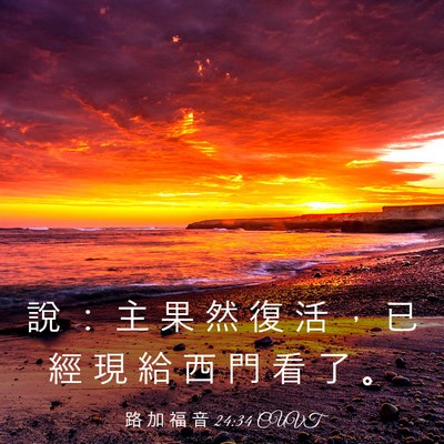 Picture 03 - 路 加 福 音 24:34 CUVT - 說 ： 主 果 然 復 活 ， 已 經 現 給 - Bible Verse Picture