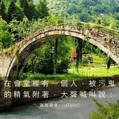 Picture 03 - 路 加 福 音 4:33 CUVT - 在 會 堂 裡 有 一 個 人 ， 被 污 鬼 - Bible Verse Picture