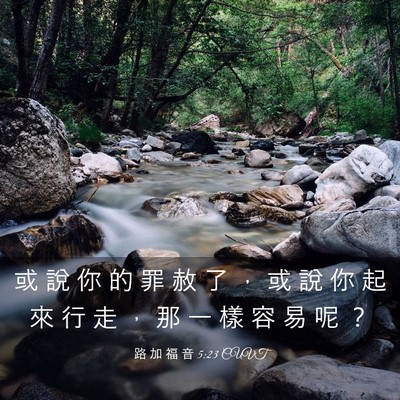 Picture 03 - 路 加 福 音 5:23 CUVT - 或 說 你 的 罪 赦 了 ， 或 說 你 起 - Bible Verse Picture
