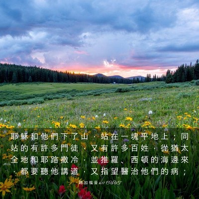 Picture 03 - 路 加 福 音 6:17 CUVT - 耶 穌 和 他 們 下 了 山 ， 站 在 一 - Bible Verse Picture