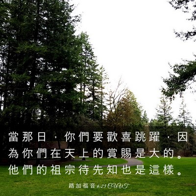Picture 03 - 路 加 福 音 6:23 CUVT - 當 那 日 ， 你 們 要 歡 喜 跳 躍 ， - Bible Verse Picture