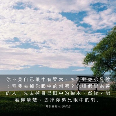 Picture 03 - 路 加 福 音 6:42 CUVT - 你 不 見 自 己 眼 中 有 梁 木 ， 怎 - Bible Verse Picture