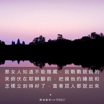 Picture 03 - 路 加 福 音 8:47 CUVT - 那 女 人 知 道 不 能 隱 藏 ， 就 戰 - Bible Verse Picture
