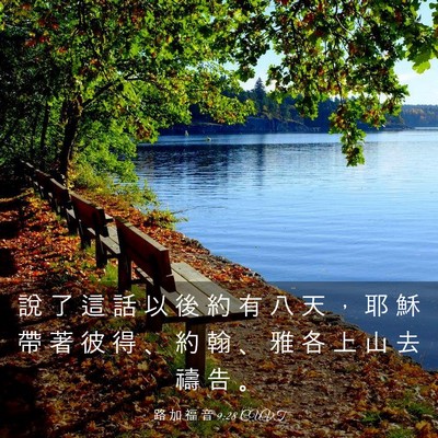 Picture 03 - 路 加 福 音 9:28 CUVT - 說 了 這 話 以 後 約 有 八 天 ， 耶 - Bible Verse Picture