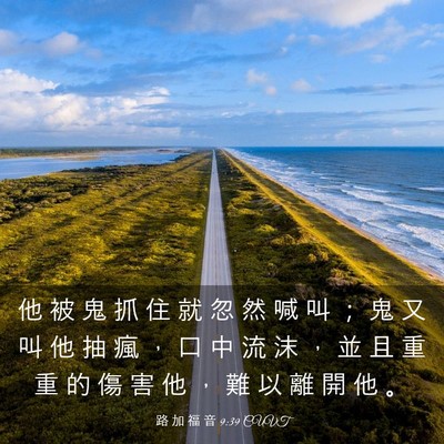 Picture 03 - 路 加 福 音 9:39 CUVT - 他 被 鬼 抓 住 就 忽 然 喊 叫 ； 鬼 - Bible Verse Picture