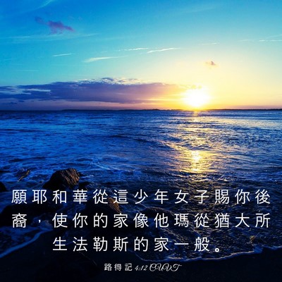 Picture 03 - 路 得 記 4:12 CUVT - 願 耶 和 華 從 這 少 年 女 子 賜 你 - Bible Verse Picture