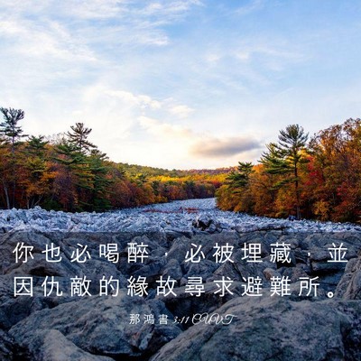 Picture 03 - 那 鴻 書 3:11 CUVT - 你 也 必 喝 醉 ， 必 被 埋 藏 ， 並 - Bible Verse Picture