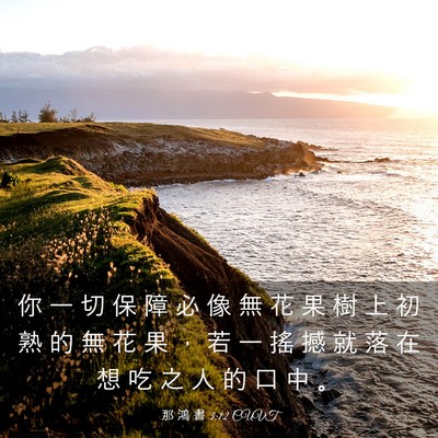Picture 03 - 那 鴻 書 3:12 CUVT - 你 一 切 保 障 必 像 無 花 果 樹 上 - Bible Verse Picture