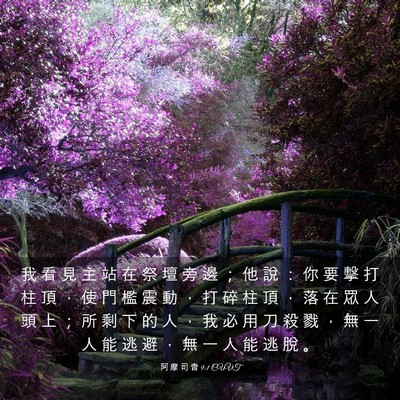 Picture 03 - 阿 摩 司 書 9:1 CUVT - 我 看 見 主 站 在 祭 壇 旁 邊 ； 他 - Bible Verse Picture