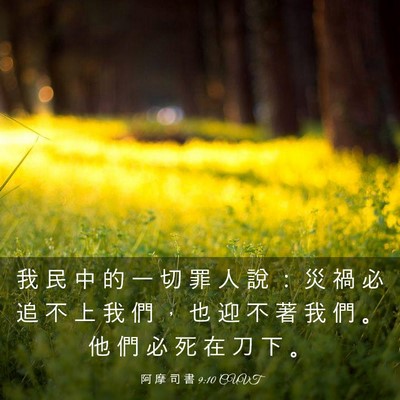 Picture 03 - 阿 摩 司 書 9:10 CUVT - 我 民 中 的 一 切 罪 人 說 ： 災 禍 - Bible Verse Picture