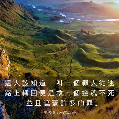 Picture 03 - 雅 各 書 5:20 CUVT - 這 人 該 知 道 ： 叫 一 個 罪 人 從 - Bible Verse Picture