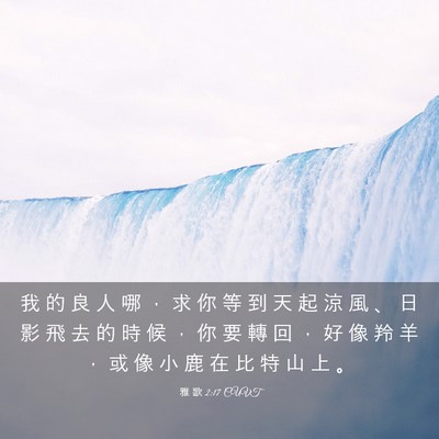 Picture 03 - 雅 歌 2:17 CUVT - 我 的 良 人 哪 ， 求 你 等 到 天 起 - Bible Verse Picture