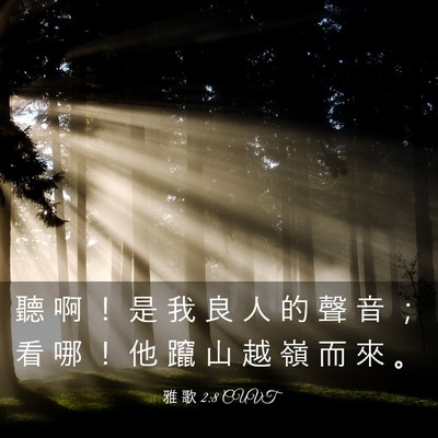 Picture 03 - 雅 歌 2:8 CUVT - 聽 啊 ！ 是 我 良 人 的 聲 音 ； 看 - Bible Verse Picture