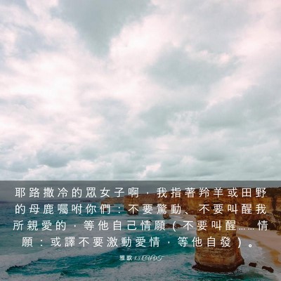 Picture 03 - 雅 歌 3:5 CUVT - 耶 路 撒 冷 的 眾 女 子 啊 ， 我 指 - Bible Verse Picture