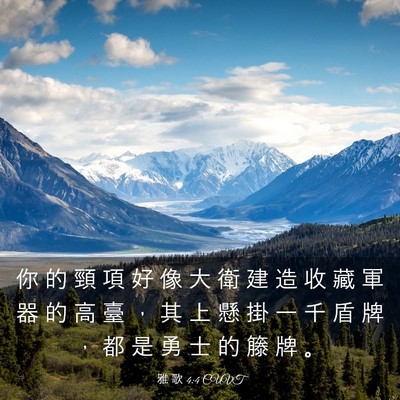 Picture 03 - 雅 歌 4:4 CUVT - 你 的 頸 項 好 像 大 衛 建 造 收 藏 - Bible Verse Picture