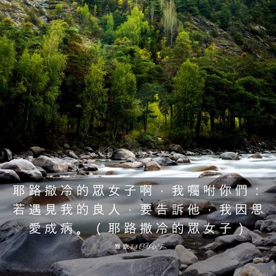 Picture 03 - 雅 歌 5:8 CUVT - 耶 路 撒 冷 的 眾 女 子 啊 ， 我 囑 - Bible Verse Picture