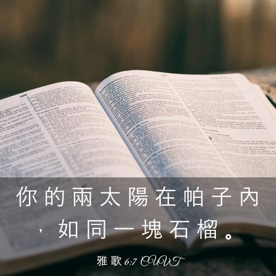 Picture 03 - 雅 歌 6:7 CUVT - 你 的 兩 太 陽 在 帕 子 內 ， 如 同 - Bible Verse Picture