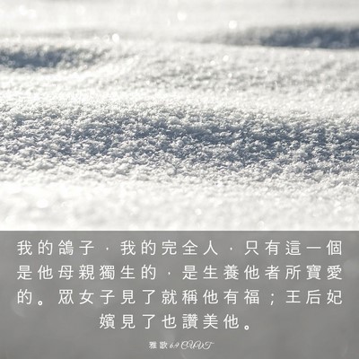 Picture 03 - 雅 歌 6:9 CUVT - 我 的 鴿 子 ， 我 的 完 全 人 ， 只 - Bible Verse Picture