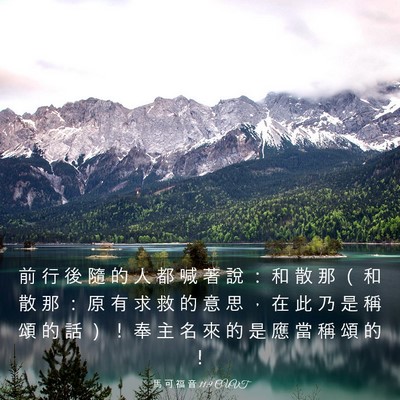 Picture 03 - 馬 可 福 音 11:9 CUVT - 前 行 後 隨 的 人 都 喊 著 說 ： 和 - Bible Verse Picture