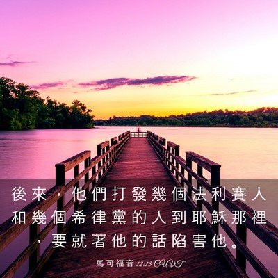 Picture 03 - 馬 可 福 音 12:13 CUVT - 後 來 ， 他 們 打 發 幾 個 法 利 賽 - Bible Verse Picture