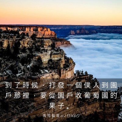 Picture 03 - 馬 可 福 音 12:2 CUVT - 到 了 時 候 ， 打 發 一 個 僕 人 到 - Bible Verse Picture