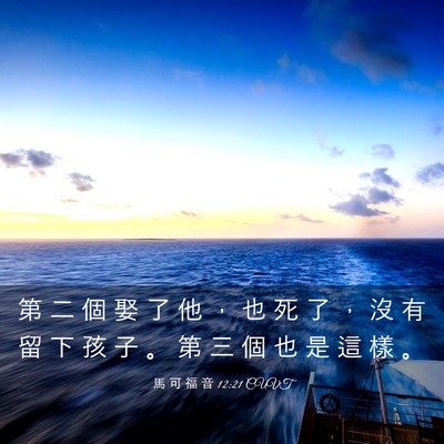 Picture 03 - 馬 可 福 音 12:21 CUVT - 第 二 個 娶 了 他 ， 也 死 了 ， 沒 - Bible Verse Picture