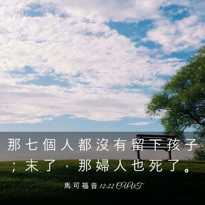 Picture 03 - 馬 可 福 音 12:22 CUVT - 那 七 個 人 都 沒 有 留 下 孩 子 ； - Bible Verse Picture