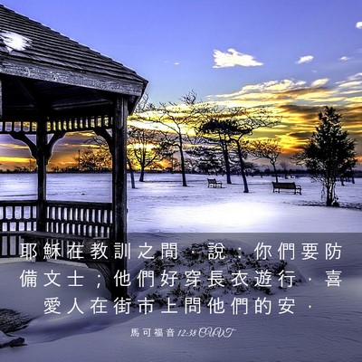 Picture 03 - 馬 可 福 音 12:38 CUVT - 耶 穌 在 教 訓 之 間 ， 說 ： 你 們 - Bible Verse Picture