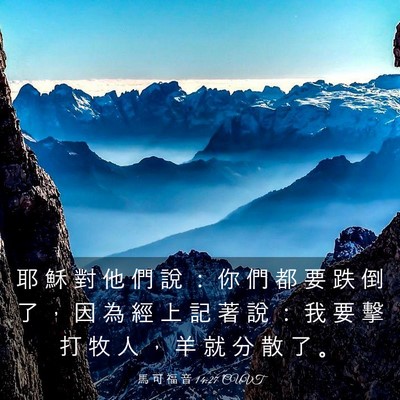 Picture 03 - 馬 可 福 音 14:27 CUVT - 耶 穌 對 他 們 說 ： 你 們 都 要 跌 - Bible Verse Picture