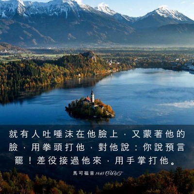 Picture 03 - 馬 可 福 音 14:65 CUVT - 就 有 人 吐 唾 沫 在 他 臉 上 ， 又 - Bible Verse Picture