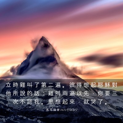 Picture 03 - 馬 可 福 音 14:72 CUVT - 立 時 雞 叫 了 第 二 遍 。 彼 得 想 - Bible Verse Picture