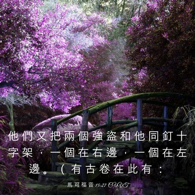 Picture 03 - 馬 可 福 音 15:27 CUVT - 他 們 又 把 兩 個 強 盜 和 他 同 釘 - Bible Verse Picture