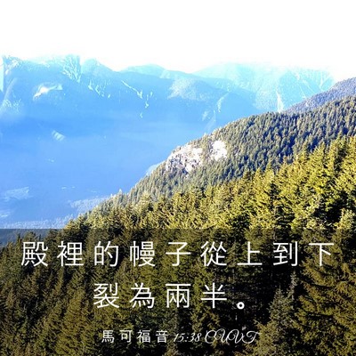 Picture 03 - 馬 可 福 音 15:38 CUVT - 殿 裡 的 幔 子 從 上 到 下 裂 為 兩 - Bible Verse Picture