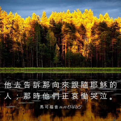 Picture 03 - 馬 可 福 音 16:10 CUVT - 他 去 告 訴 那 向 來 跟 隨 耶 穌 的 - Bible Verse Picture