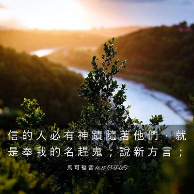 Picture 03 - 馬 可 福 音 16:17 CUVT - 信 的 人 必 有 神 蹟 隨 著 他 們 ， - Bible Verse Picture