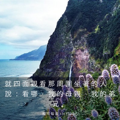 Picture 03 - 馬 可 福 音 3:34 CUVT - 就 四 面 觀 看 那 周 圍 坐 著 的 人 - Bible Verse Picture