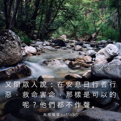 Picture 03 - 馬 可 福 音 3:4 CUVT - 又 問 眾 人 說 ： 在 安 息 日 行 善 - Bible Verse Picture