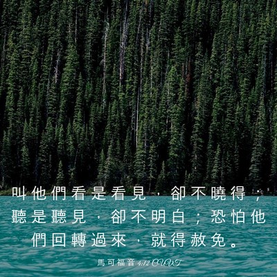 Picture 03 - 馬 可 福 音 4:12 CUVT - 叫 他 們 看 是 看 見 ， 卻 不 曉 得 - Bible Verse Picture
