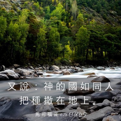 Picture 03 - 馬 可 福 音 4:26 CUVT - 又 說 ： 神 的 國 如 同 人 把 種 撒 - Bible Verse Picture