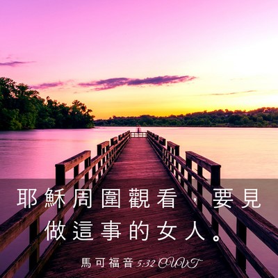 Picture 03 - 馬 可 福 音 5:32 CUVT - 耶 穌 周 圍 觀 看 ， 要 見 做 這 事 - Bible Verse Picture