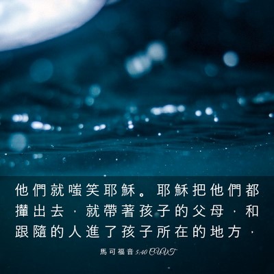 Picture 03 - 馬 可 福 音 5:40 CUVT - 他 們 就 嗤 笑 耶 穌 。 耶 穌 把 他 - Bible Verse Picture