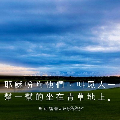 Picture 03 - 馬 可 福 音 6:39 CUVT - 耶 穌 吩 咐 他 們 ， 叫 眾 人 一 幫 - Bible Verse Picture