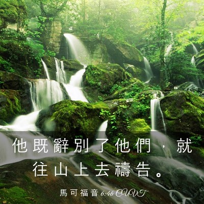 Picture 03 - 馬 可 福 音 6:46 CUVT - 他 既 辭 別 了 他 們 ， 就 往 山 上 - Bible Verse Picture