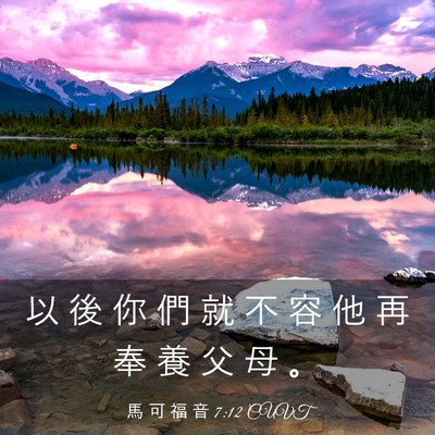 Picture 03 - 馬 可 福 音 7:12 CUVT - 以 後 你 們 就 不 容 他 再 奉 養 父 - Bible Verse Picture